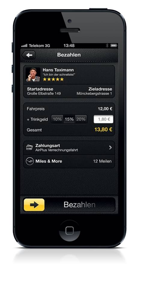 Geschäftsreise-Innovation: Taxis bequem per App buchen, bezahlen und abrechnen (BILD)