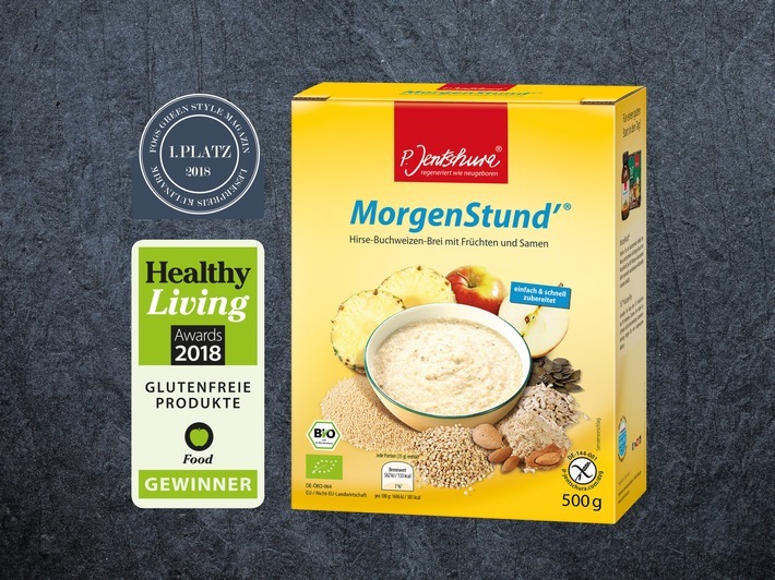 Das Frühstücksprodukt MorgenStund' der Marke P. Jentschura ist nun mit dem FOGS Kulinarik-Preis und dem Healthy Living Award ausgezeichnet worden. Weiterer Text über ots und www.presseportal.de/nr/80539 / Die Verwendung dieses Bildes ist für redaktionelle Zwecke honorarfrei. Veröffentlichung bitte unter Quellenangabe: "obs/Jentschura International GmbH"