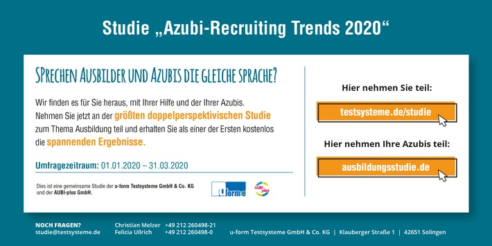 Wie tickt die "Generation Azubi"? / "Azubi-Recruiting Trends": größte doppelperspektivische Studie zur dualen Ausbildung nimmt junge Bewerbergeneration in den Blick