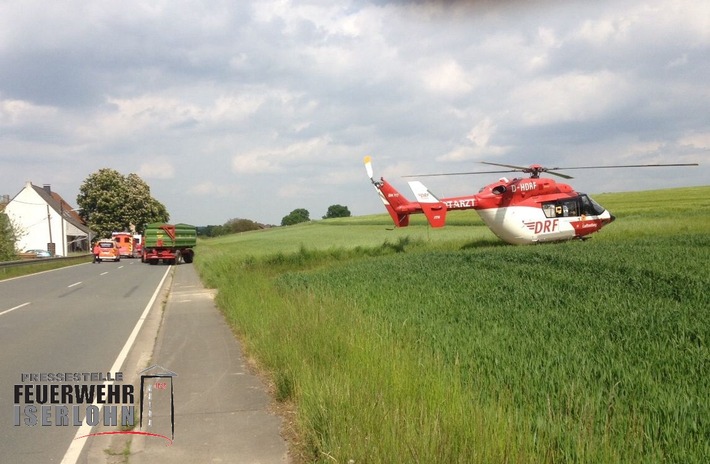 FW-MK: Erhöhtes Einsatzaufkommen im Rettungsdienst, Hubschrauberlandung.