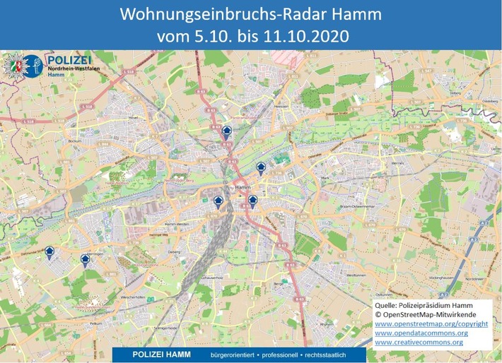 POL-HAM: Wohnungseinbruchs-Radar Hamm für die Woche 5. bis 11. Oktober 2020
