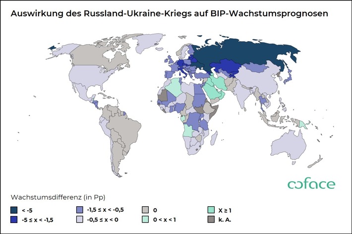 Der Krieg und die wirtschaftlichen Folgen: Coface revidiert weltweit BIP-Prognosen