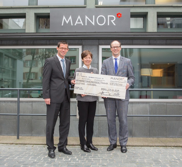 Manor offre du bonheur - 275 000 francs au bénéfice de la Fondation Cerebral