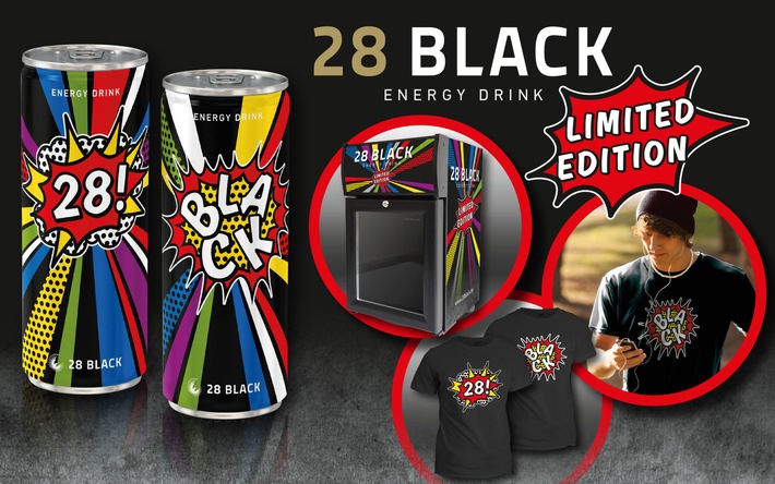 28 BLACK Fans aufgepasst: Jeden Tag Limited Edition T-Shirts zu gewinnen / Limitiert, peppig-bunt und erfrischend anders - Energy Drink 28 BLACK startet nationales Gewinnspiel (FOTO)