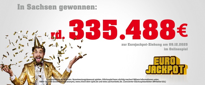 Schon wieder Eurojackpot-Glück in Sachsen – 335.000 Euro online gewonnen