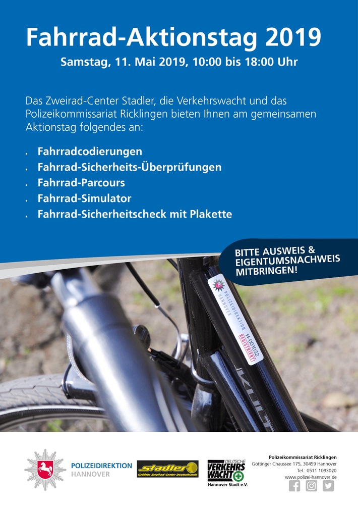 POL-H: Fahrrad-Aktionstag 2019 des Polizeikommissariats Ricklingen