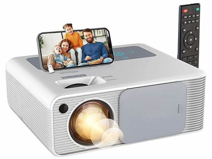SceneLights LED-Full-HD-Beamer LB-9600, native 1080p, 800 ANSI-Lumen, 18.000 lm, Dualband: Kino-Feeling mit vielfältigen Anschlussmöglichkeiten