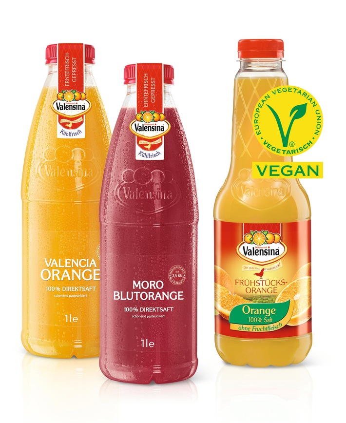 Valensina Säfte mit V-Label des Vegetarierbundes Deutschland e.V. (Vebu) zertifiziert