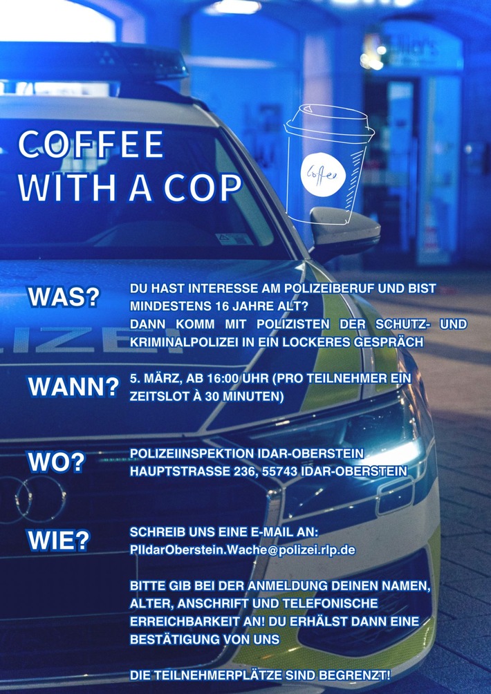 POL-PDTR: Polizei Idar-Oberstein läd zu &quot;Coffee with a cop&quot; ein