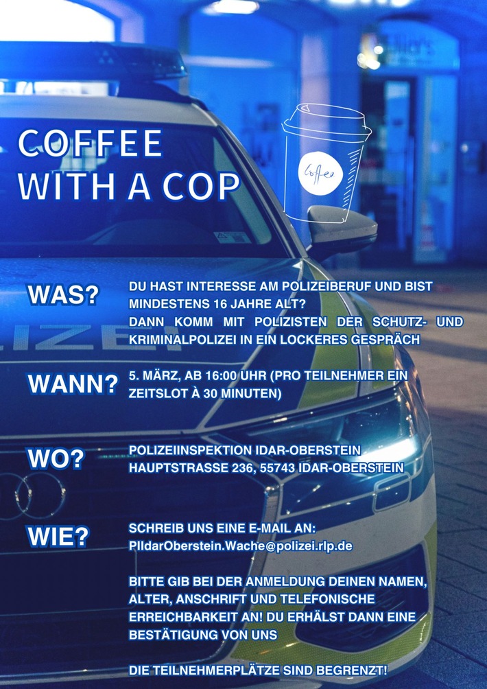 POL-PDTR: Polizei Idar-Oberstein läd zu "Coffee with a cop" ein