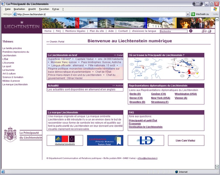 Le portail Internet www.liechtenstein.li également en français