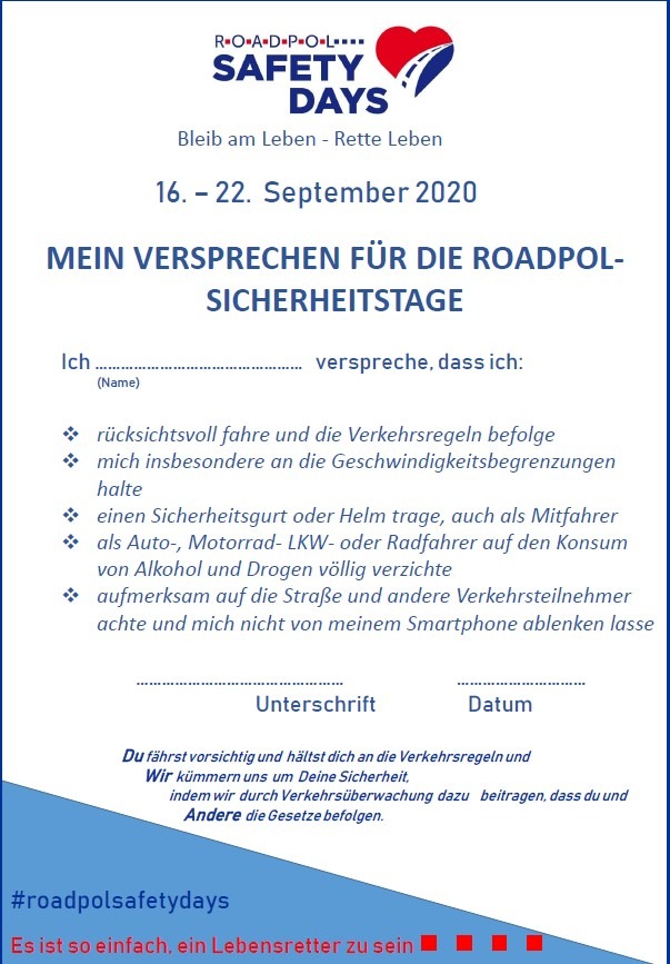 POL-PDMY: ROADPOL Safety Days - Aktionstage zur Reduzierung der Verkehrstoten