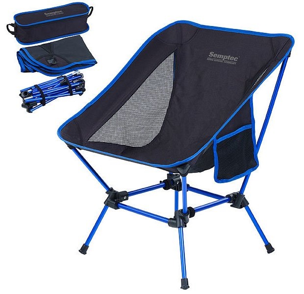 Semptec Klappbarer Campingstuhl, 2 Sitzhöhen, Tasche, extra-leicht, bis 120 kg: Leicht zu transportieren, schnell aufgestellt und bequem zum Sitzen