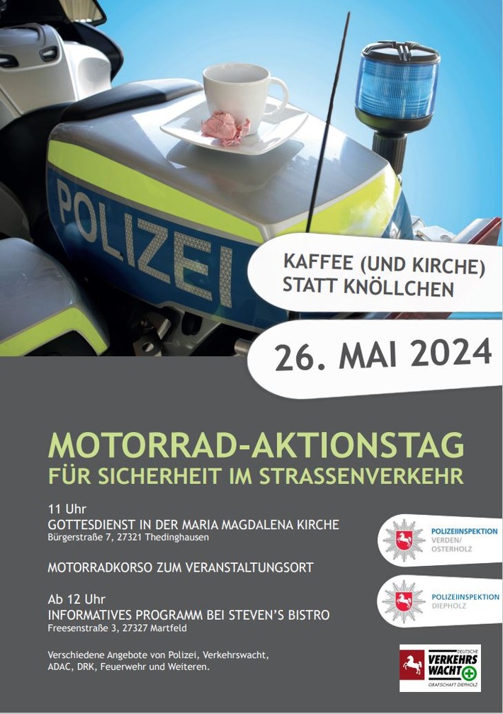 POL-VER: Erinnerung zum Motorrad-Aktionstag am Sonntag - Polizei lädt ein zu Aktionstag mit Gottesdienst, Korso und Info-Programm