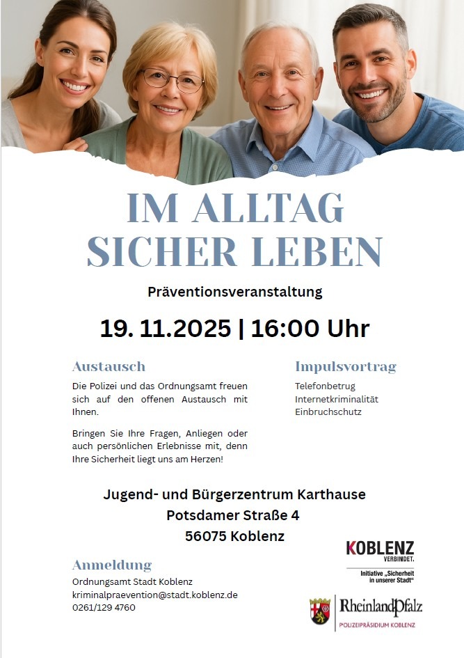 POL-PPKO: Präventionsveranstaltung "Im Alltag sicher leben"