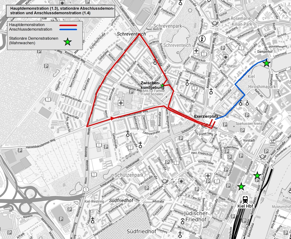 POL-KI: 191128.1 Kiel: Verkehrsbehinderungen wegen Demonstrationen erwartet