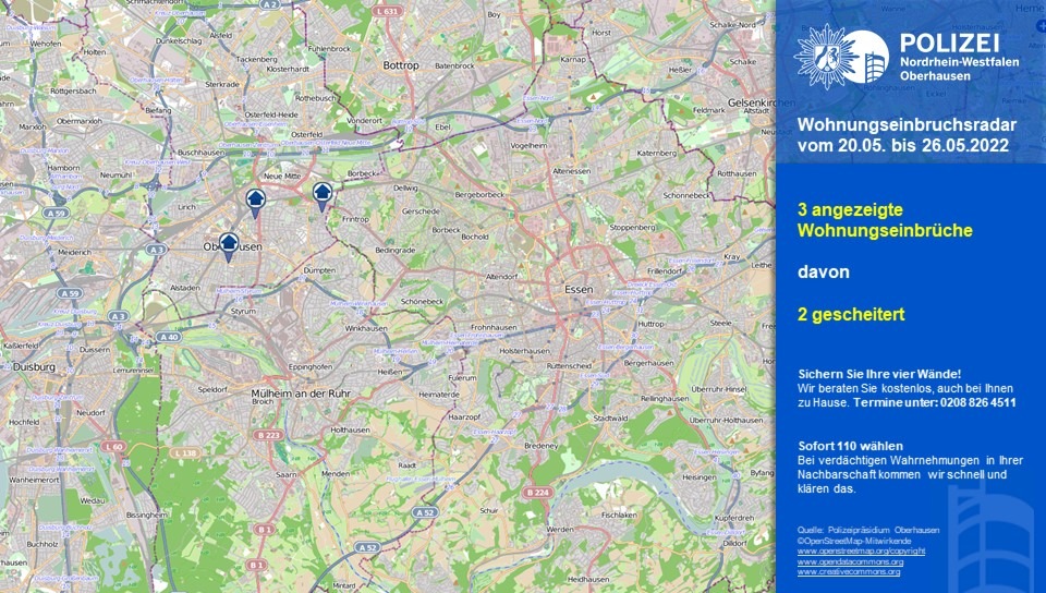 POL-OB: Aktueller Wohnungseinbruchradar für Oberhausen