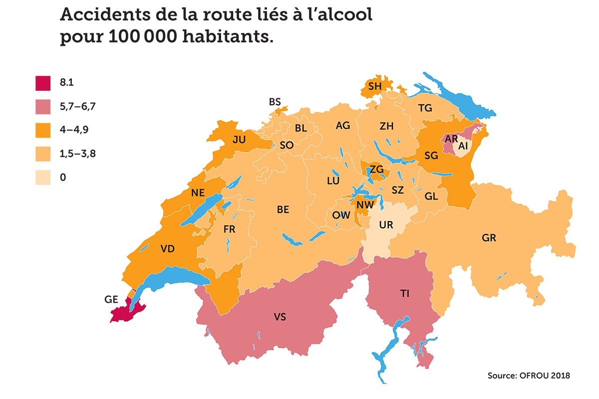 Accidents de la route liés à l&#039;alcool : les genevois devancent les valaisans