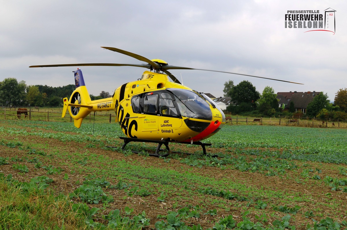 FW-MK: Rettungshubschrauberlandung in Iserlohn-Sümmern