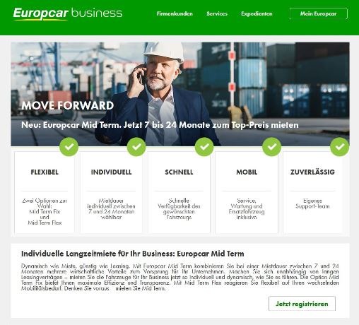 Europcar erweitert Mid Term Produktfamilie um Pkw:  Flexible Langzeitmiete für Unternehmen jeder Größe