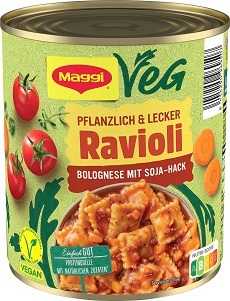 MAGGI Ravioli jetzt auch vegan mit Soja-Hack