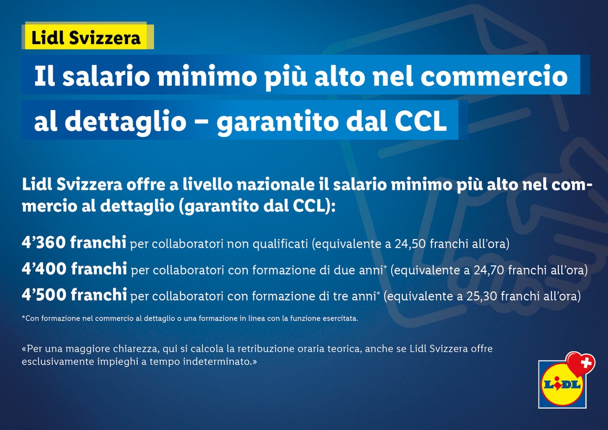 Lidl Svizzera paga il salario minimo più alto nel commercio al dettaglio