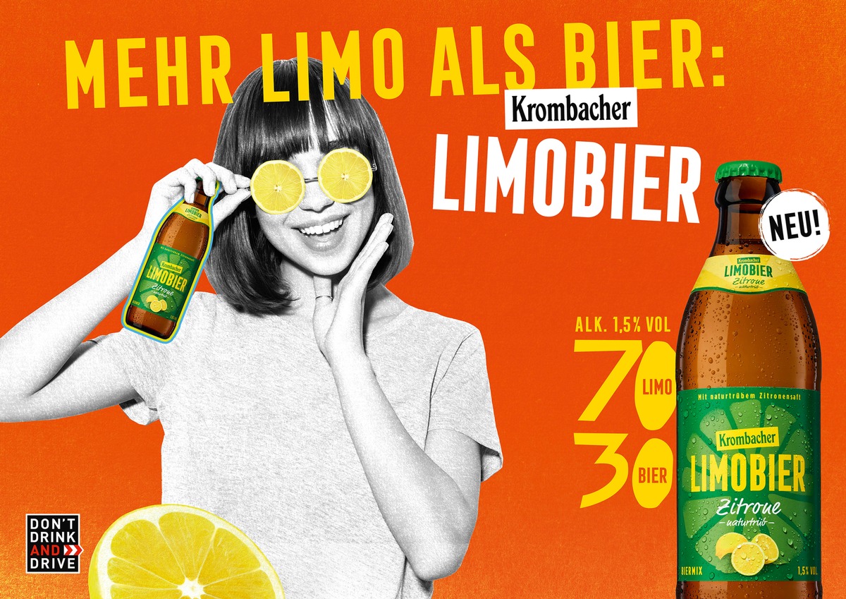 Das neue Krombacher Limobier: Mehr Limo als Bier.