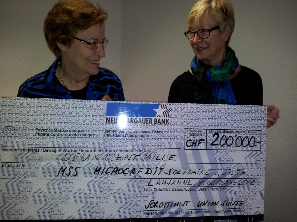 Soroptimist International Schweizer Union spendet CHF 200&#039;000 an die Stiftung Mikrokredit MSS