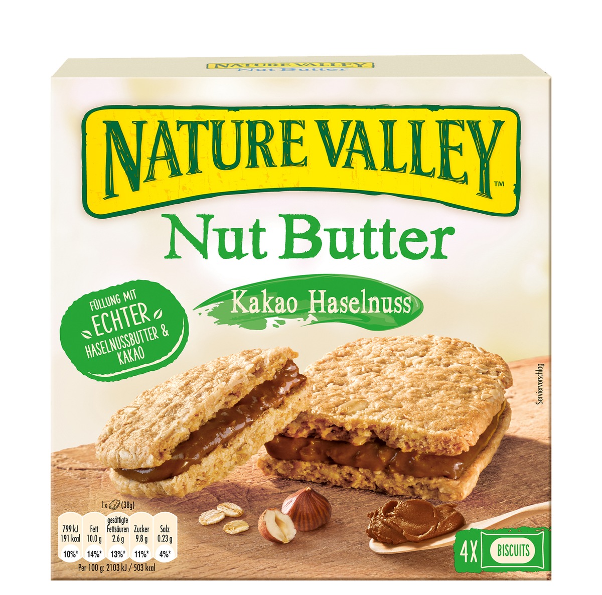 Nature Valley präsentiert zwei leckere Snack-Neuheiten: Nut Butter Erdnuss und Kakao Haselnuss - Knusper-Biscuits für perfekte Genussmomente