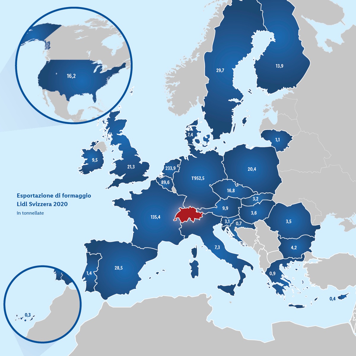 Lidl Svizzera incrementa il volume di esportazioni / Mercati di sbocco per prodotti svizzeri di qualità