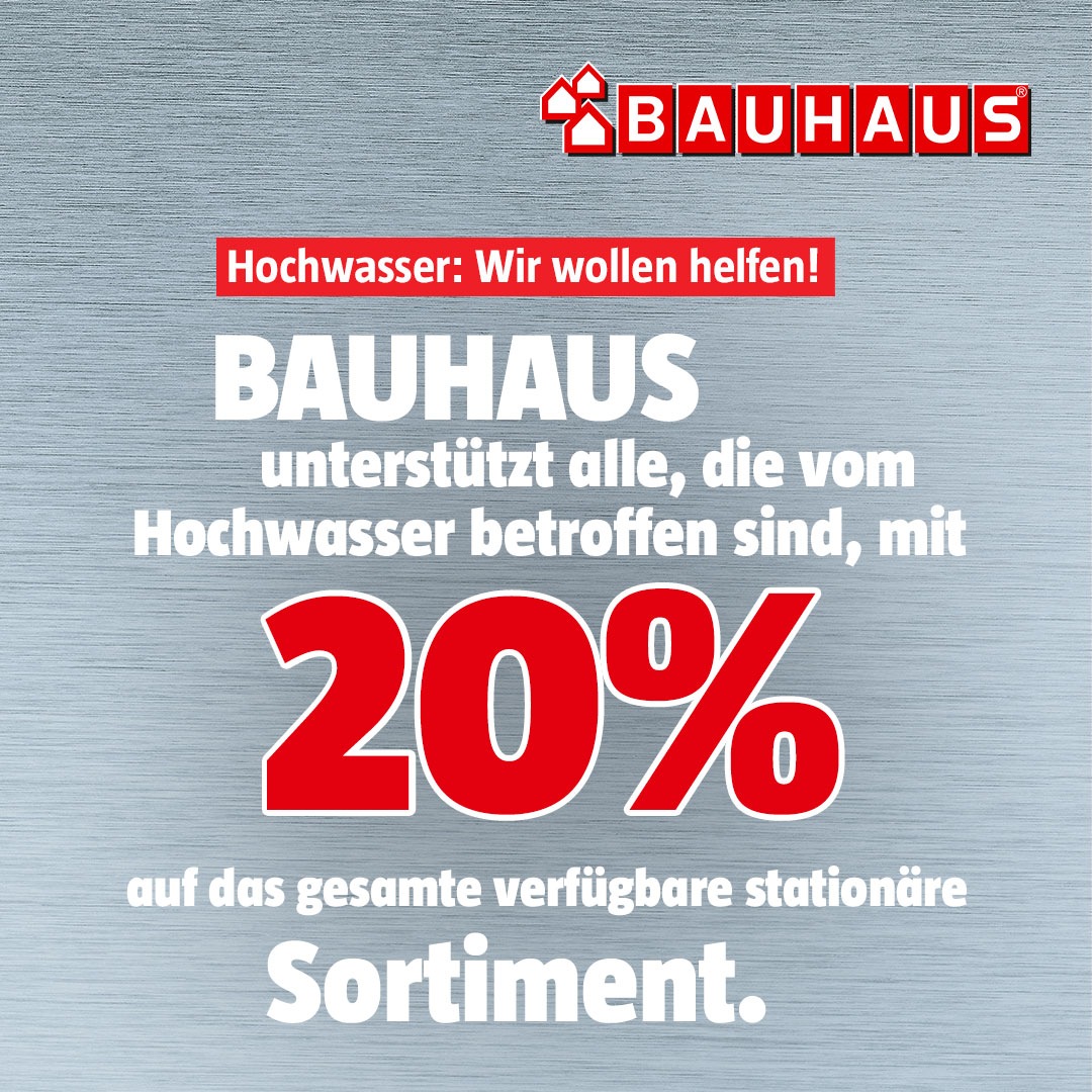 BAUHAUS hilft auch in Bayern und Baden-Württemberg mit Preisnachlass