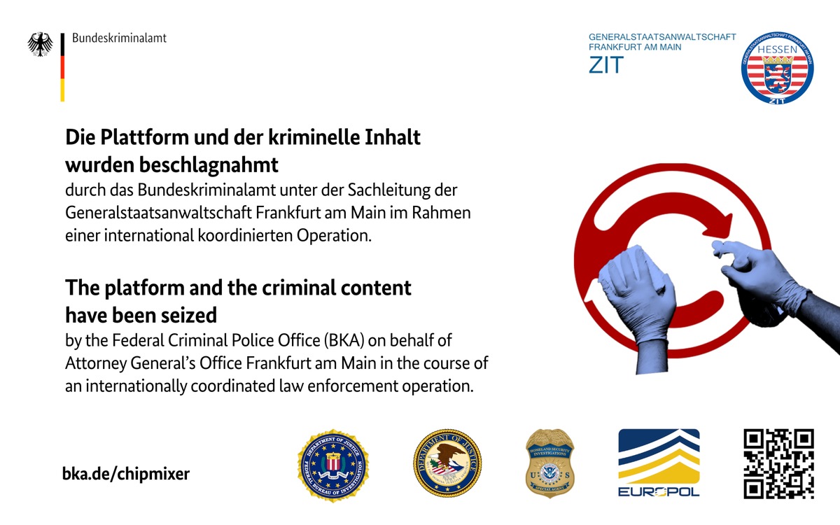 BKA: Weltweit größter Geldwäschedienst im Darknet abgeschaltet // Server der Plattform &quot;ChipMixer&quot; beschlagnahmt und Rekordsumme von rund 44 Millionen Euro in Bitcoin sichergestellt //Presseeinladung