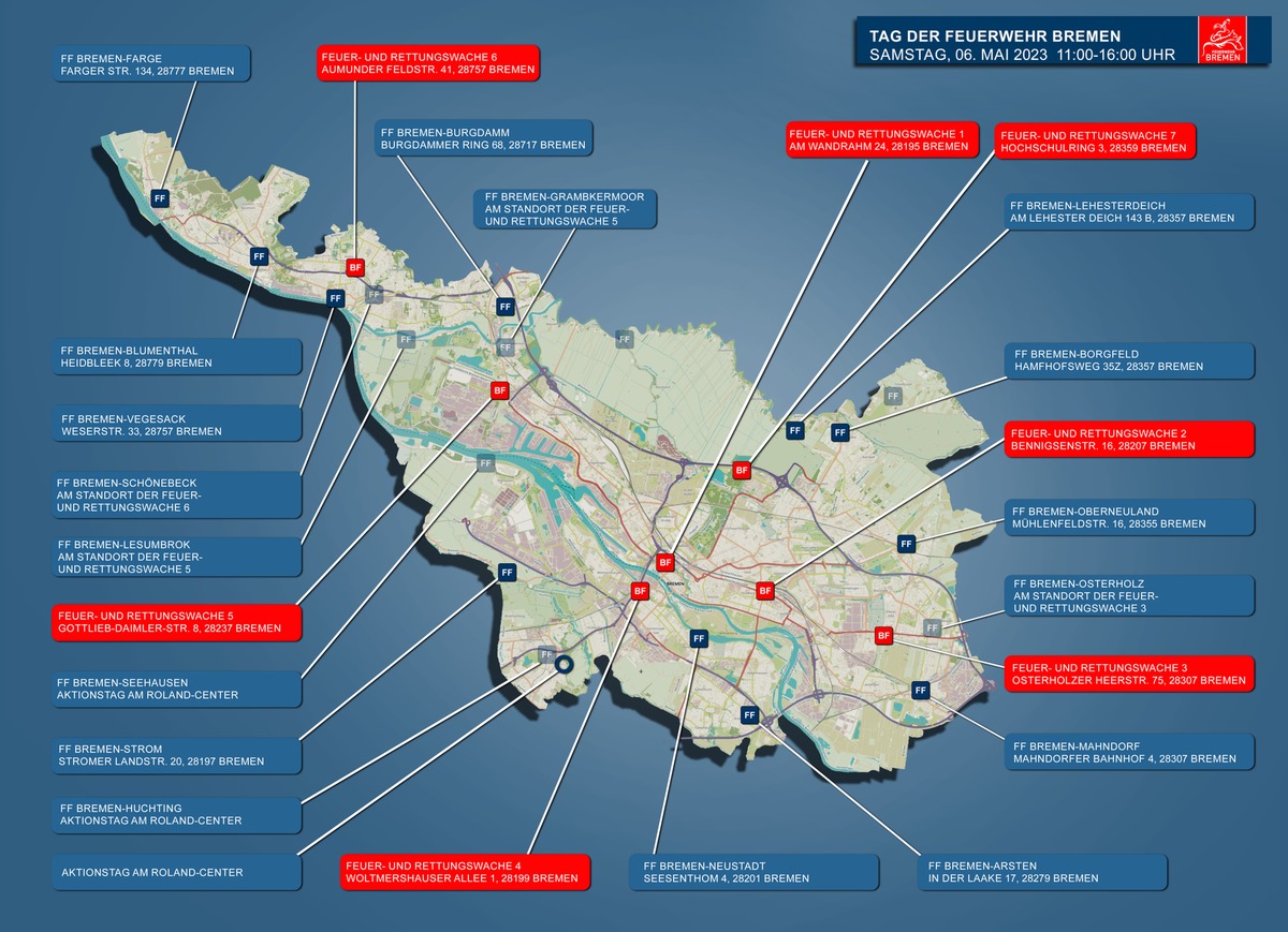 FW-HB: Einzigartige Aktion: Tag der Feuerwehr Bremen am 6. Mai