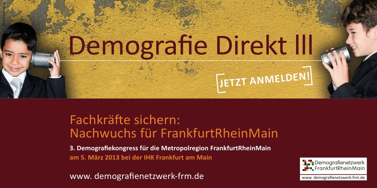 Fachkräftenachwuchs im Fokus / 3. Demografiekongress am 5. März in der IHK Frankfurt - Keynote von Kinder- und Jugendpsychiater Dr. Michael Winterhoff (BILD)