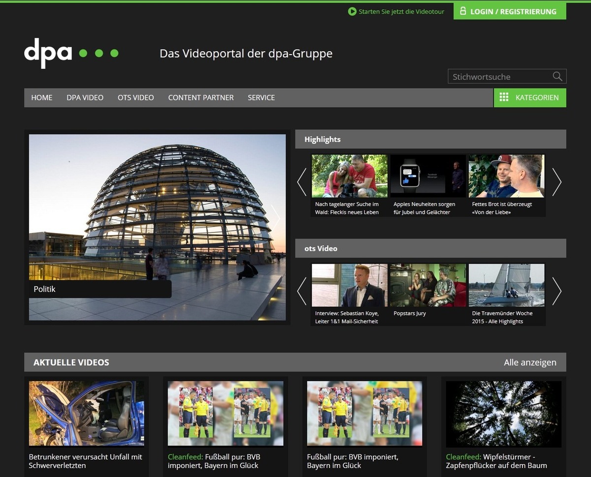 Mehr Inhalt, neue Funktionen: dpa-Videoplattform wird zur Bewegtbild-Drehscheibe (FOTO)