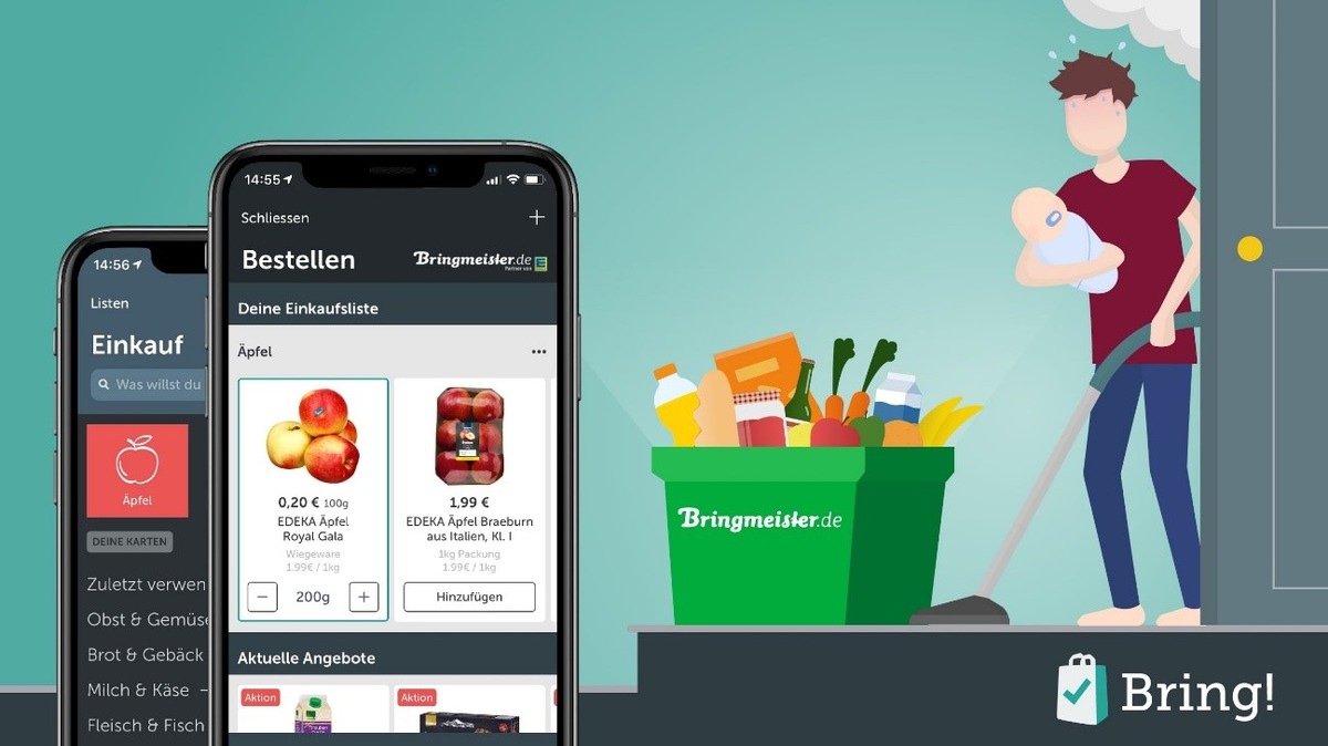 Vernetzung von Einkaufsplanung und Online-Shopping: Bringmeister kooperiert mit Bring! Labs AG