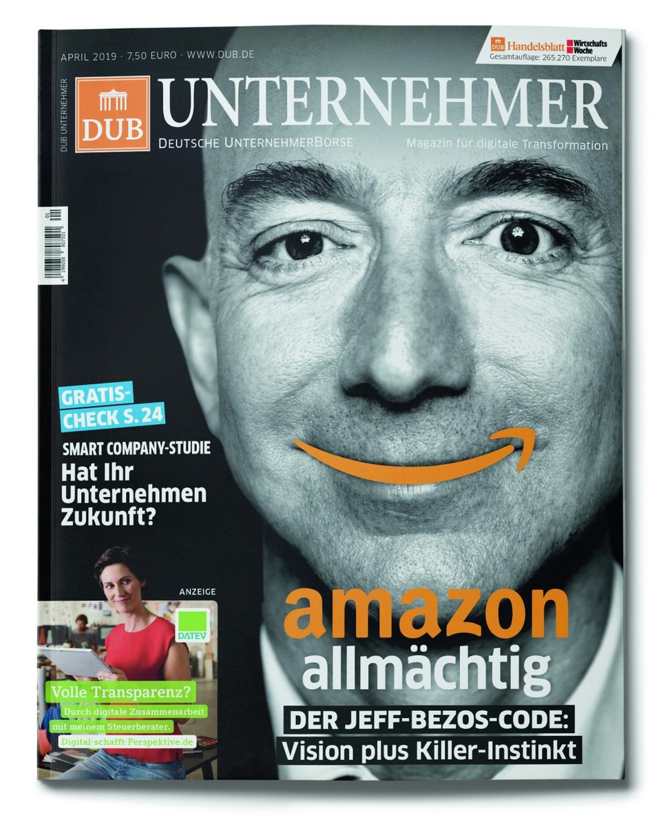 Der Jeff-Bezos-Code: entschlüsselt im DUB UNTERNEHMER-Magazin / FDP-Spitzenkandidatin Beer fordert europäische KI-Initiative / Und so sieht Lufthansa-Digitalchef Langer die Mobilität der Zukunft