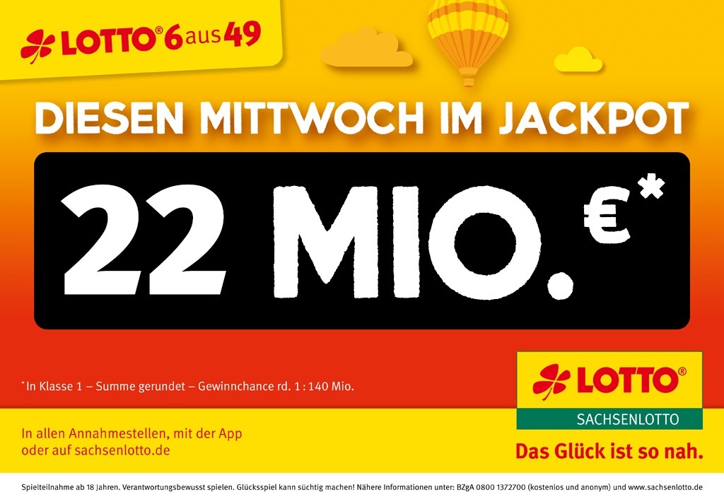 Glückstag Mittwoch: 22 Millionen Euro im Lotto-Jackpot l Verkaufsstart Lotto-Superding