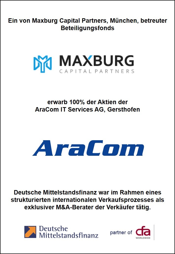 Deutsche Mittelstandsfinanz berät Veräußerung des führenden Individualsoftware-Entwicklers AraCom AG an Maxburg