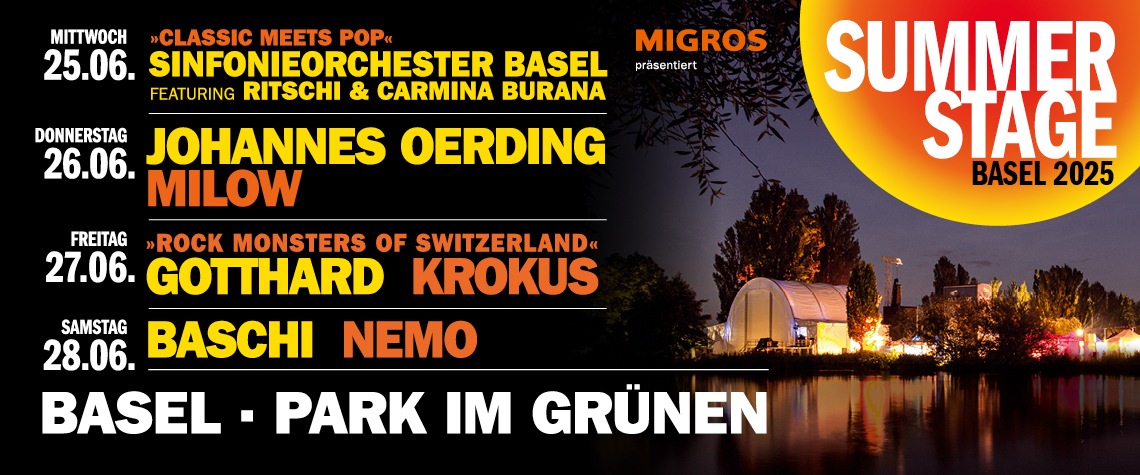 Summerstage 2025 präsentiert: Classic meets Pop - Sinfonieorchester Basel Featuring Ritschi &amp; Carmina Burana | 25.06.2025, Park im Grünen, Basel