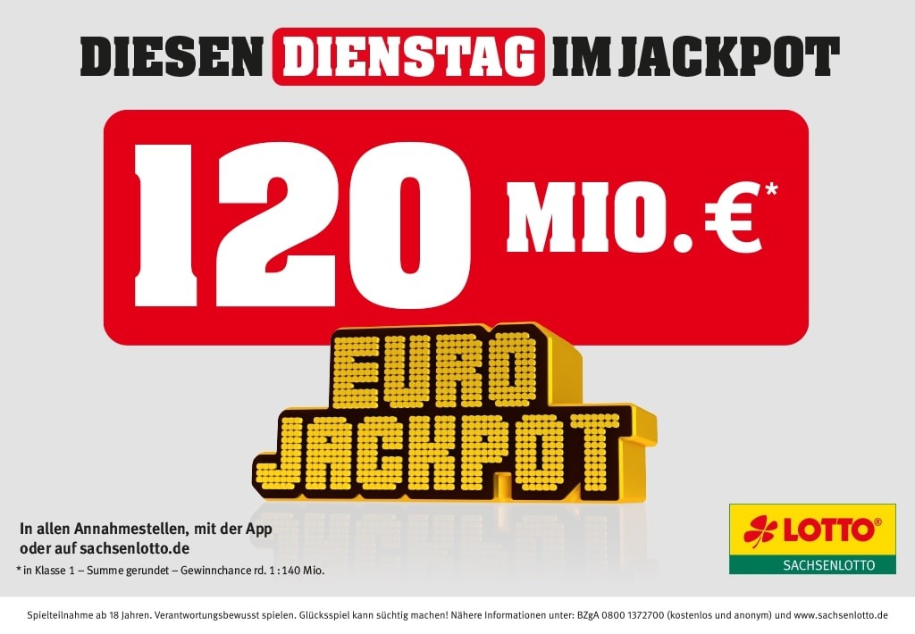 Mega-Doppel-Jackpot: Eurojackpot steht bei 120 Millionen Euro und 17 Millionen Euro