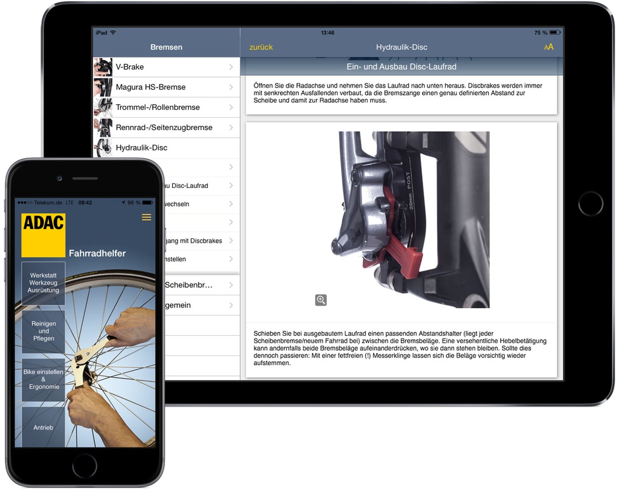 ADAC Verlag: Neue App &quot;Fahrradhelfer&quot; / Reparaturanleitungen und Wartungstipps jetzt erstmals auch für E-Bikes