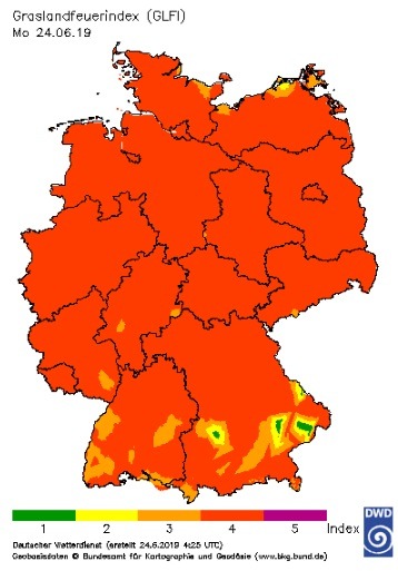 FW-WRN: Die heimischen Brandschützer warnen vor zweithöchster Warnstufe des Wald- und Graslandfeuerindex des Deutschen Wetterdienstes.