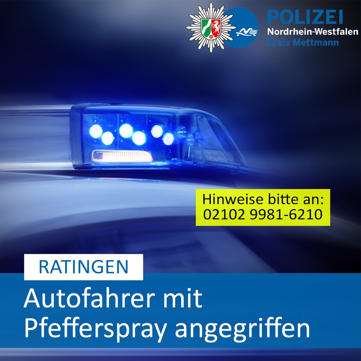 POL-ME: Autofahrer mit Pfefferspray angegriffen - 2503004