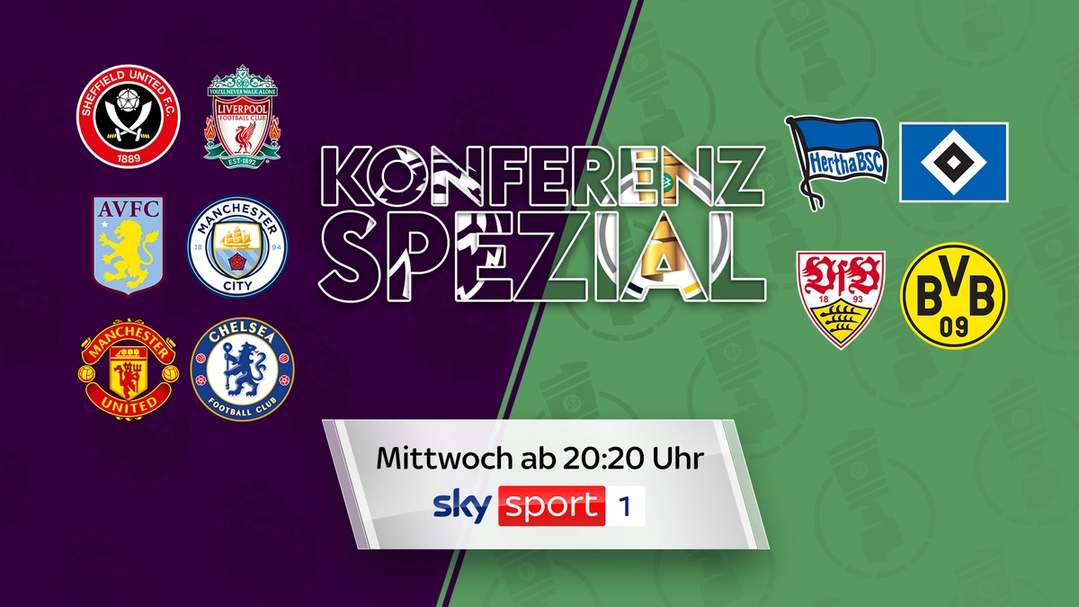 Alle Achtelfinalpartien des DFB-Pokals live nur bei Sky, dazu die &quot;Konferenz Spezial&quot; u. a. mit Stuttgart gegen Dortmund und ManUnited gegen Chelsea