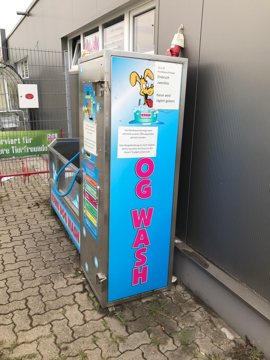 POL-PPWP: Hunde-Waschautomat aufgebrochen