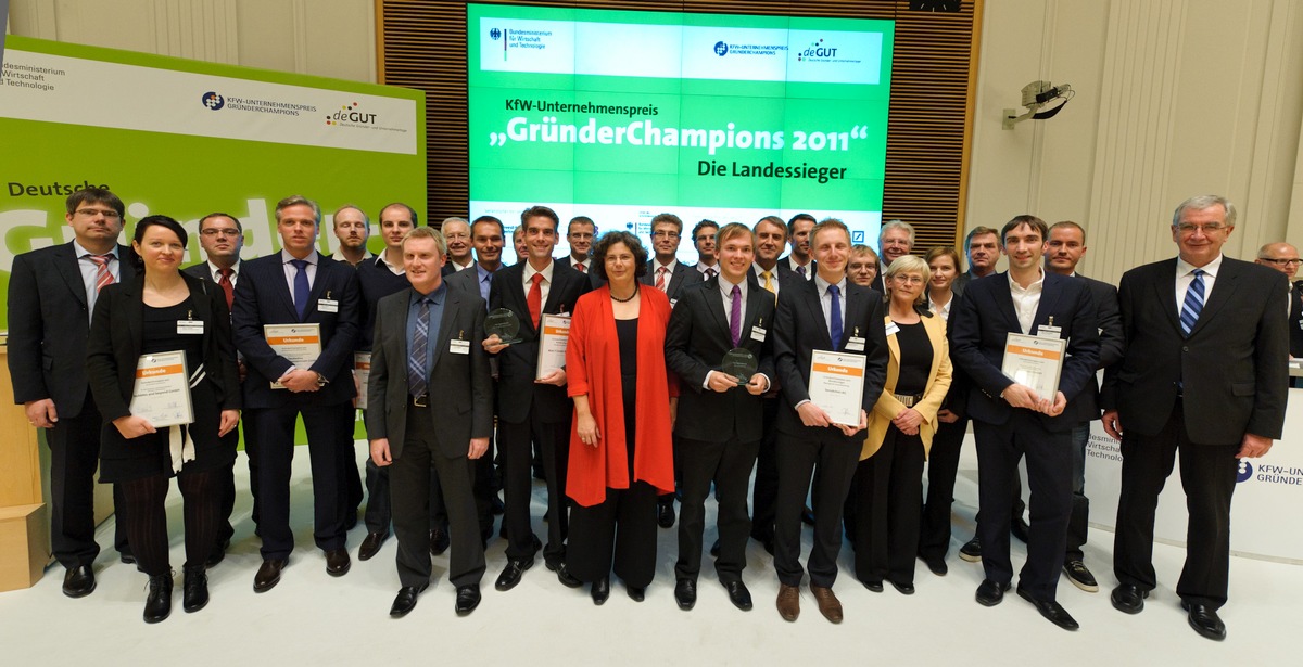 16 erfolgreiche Firmen sind Landessieger des Unternehmenswettbewerbes &quot;GründerChampions 2011&quot; der KfW Bankengruppe (mit Bild)