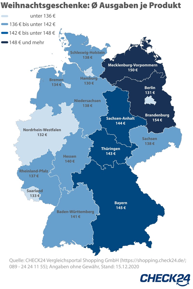 Weihnachtsgeschenke: Brandenburger geben am meisten aus