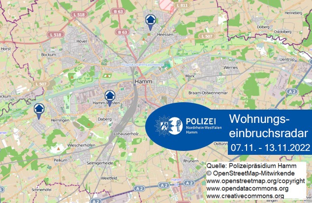 POL-HAM: Wohnungseinbruchsradar Hamm für die Woche vom 7. November bis 13. November 2022