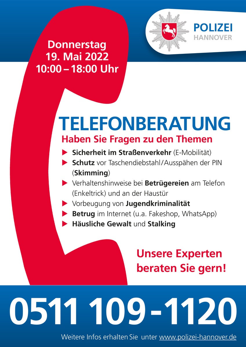 POL-H: Infotelefon der Polizei Hannover am 19. Mai 2022